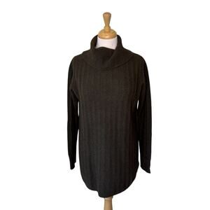 TWO DANES Yak & Merino Wool Ribbed Tunic Turtleneck Sweater Small